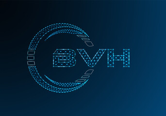 BVH low poly letter logo vector design. BVH lower poly logo design.