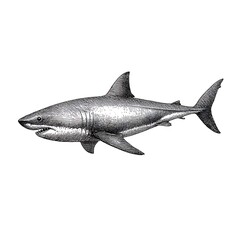 Naklejka premium Shark engraving style illustration on white background