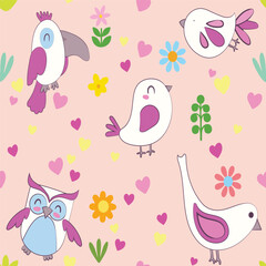 Vector Images of Various Types of Bird Patterns With Subtle Colors