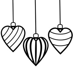 Suspended Heart Charms Line Art