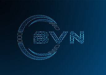 BVN low poly letter logo vector design. BVN lower poly logo design.