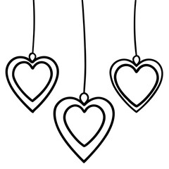 Suspended Heart Charms Line Art