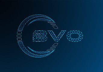 BVO low poly letter logo vector design. BVO lower poly logo design.