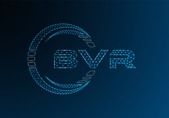 BVR low poly letter logo vector design. BVR lower poly logo design.
