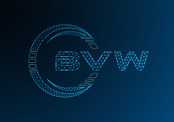 BVW low poly letter logo vector design. BVW lower poly logo design.