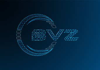 BVZ low poly letter logo vector design. BVZ lower poly logo design.