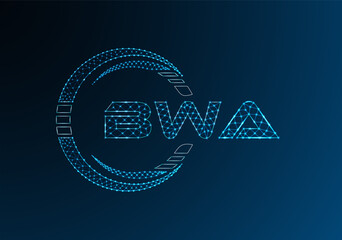 BWA low poly letter logo vector design. BWA lower poly logo design.