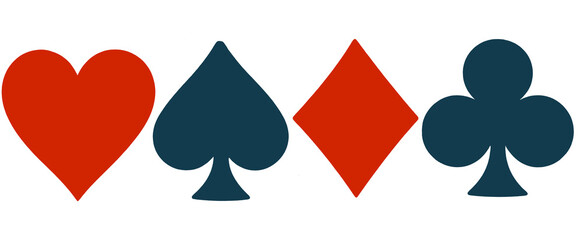 AI Poker Card Suits 2D Icons Transparent Background