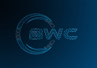 BWC low poly letter logo vector design. BWC lower poly logo design.