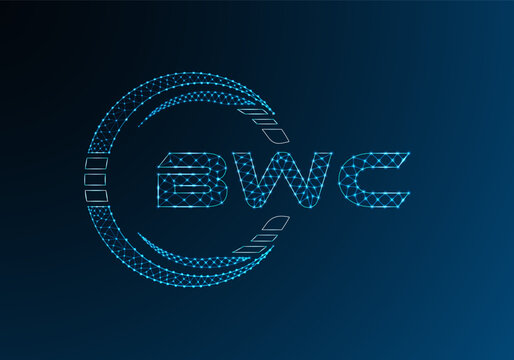 BWC low poly letter logo vector design. BWC lower poly logo design.