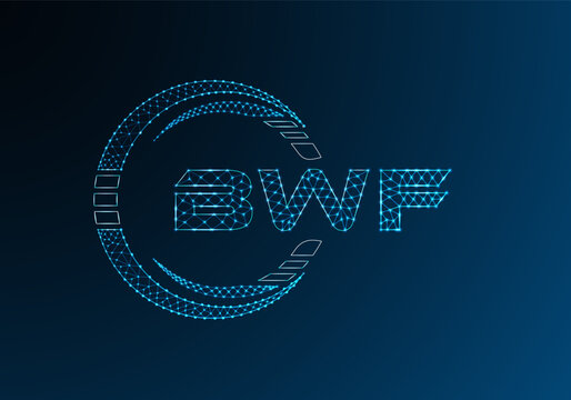 BWF low poly letter logo vector design. BWF lower poly logo design.