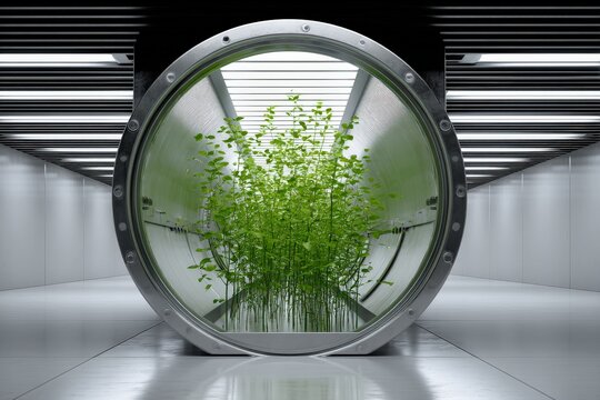 Futuristic Plant Growth Chamber in Modern Research Facility