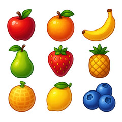 AI Generated Classic Fruit Slot Icons Set