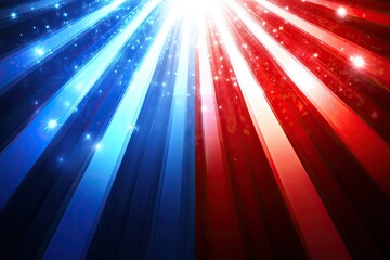 Radiant stripes of red and blue converge, creating a festive, celebratory glow