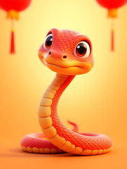 Fototapeta premium Year of the snake New Year cartoon IP cute animal zodiac Spring Festival 3D illustration