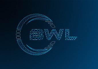 BWL low poly letter logo vector design. BWL lower poly logo design.