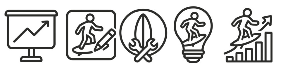 Icons representing growth strategies and creativity in business development efforts