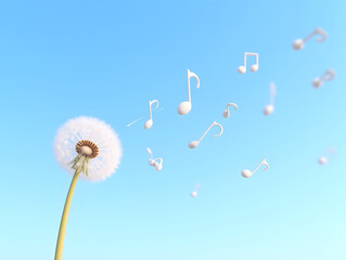 Obraz premium The spring dandelion symbolizes the dreamlike wish of freedom and peace