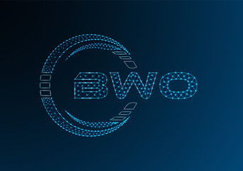 BWO low poly letter logo vector design. BWO lower poly logo design.