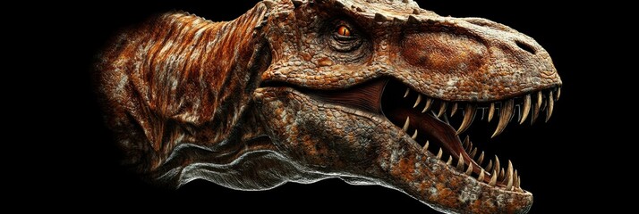 Obraz premium Closeup view of a fierce dinosaur face showcasing sharp teeth and textured skin