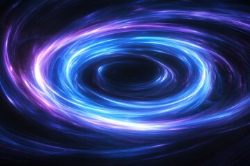 Dynamic swirl of glowing blue and purple light trails creates mesmerizing visual effects