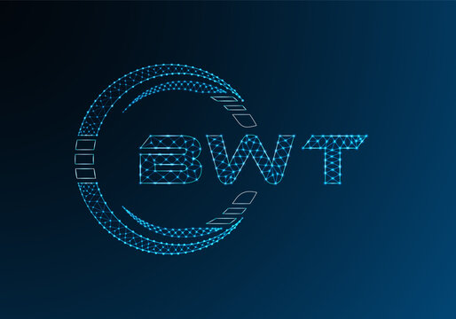 BWT low poly letter logo vector design. BWT lower poly logo design.