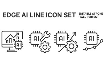 Edge AI line icon set featuring multifunctional designs for technology and innovation representation