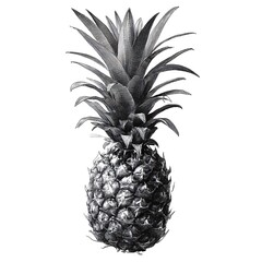 Fototapeta premium Engraving style pineapple image on white background