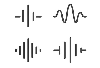 Set of line style icons depicting various sound waveforms for digital design and creative projects
