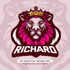 Richard E-sport Logo - Royal Lion King Gaming Emblem