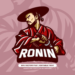 Ronin E-sport Logo - Lone Samurai Warrior Gaming Emblem