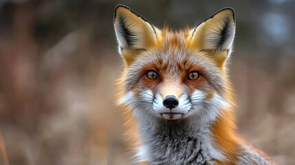 Fototapeta premium Red Fox close-up portrait with bokeh background, digitally captured in high detail.