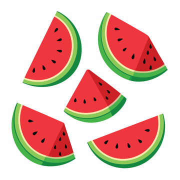 American watermelon slices set shilhotee vector isolated on white background
