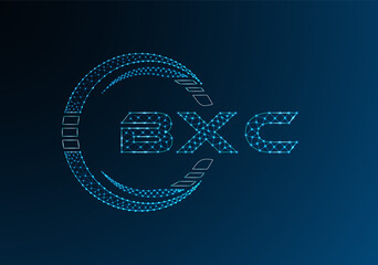 BXC low poly letter logo vector design. BXC lower poly logo design.
