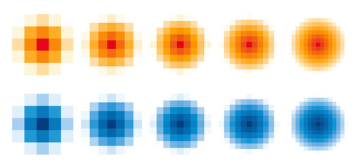 radial gradient with tiles, abstract pixel vector illustration