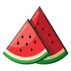 American watermelon slices set shilhotee vector isolated on white background