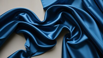 Obraz premium A silky blue satin cloth arranged in beautiful flowing shapes.