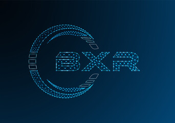 BXR low poly letter logo vector design. BXR lower poly logo design.