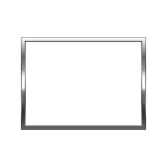 Rectangle silver frame. Isolated luxury rectangle silver grey border. Silver rectangle flat frame mockup design element. Vector illustration.