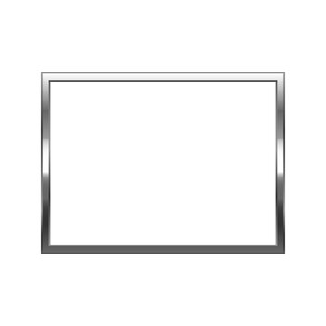 Rectangle silver frame. Isolated luxury rectangle silver grey border. Silver rectangle flat frame mockup design element. Vector illustration.