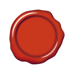 Wax seal stamp mockup. Red color blank sealing wax stamp decorative element. Elegant vintage sign clip art for invitation, cards, letters, calligraphy design. 3d vector illustration.