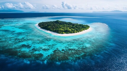 Obraz premium Picturesque tropical island nestled within vibrant turquoise waters.