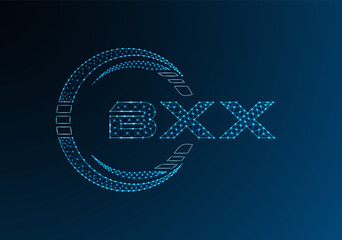 BXX low poly letter logo vector design. BXX lower poly logo design.