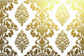 Intricate floral damask pattern in elegant gold and white , motif, gold