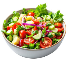 Bowl of Salad with Fresh Vegetables on Transparent Background