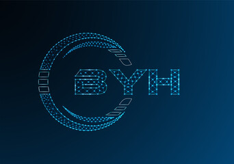 BYH low poly letter logo vector design. BYH lower poly logo design.