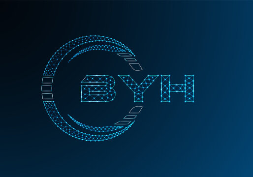 BYH low poly letter logo vector design. BYH lower poly logo design.