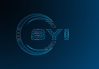 BYI low poly letter logo vector design. BYI lower poly logo design.