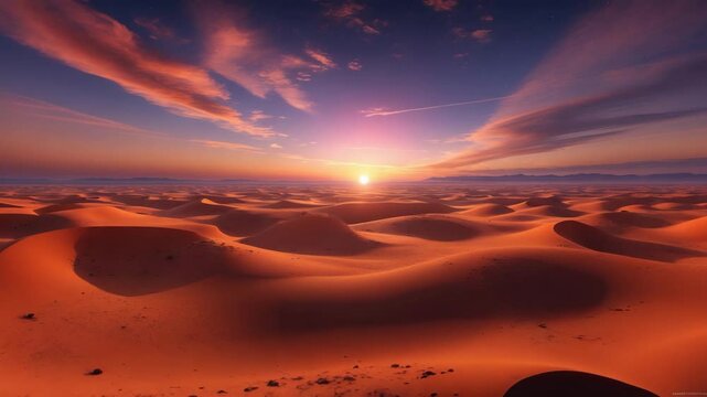 360-degree panoramic view of Martian desert sunset with environment map and equirectangular projection