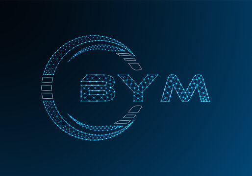 BYM low poly letter logo vector design. BYM lower poly logo design.
